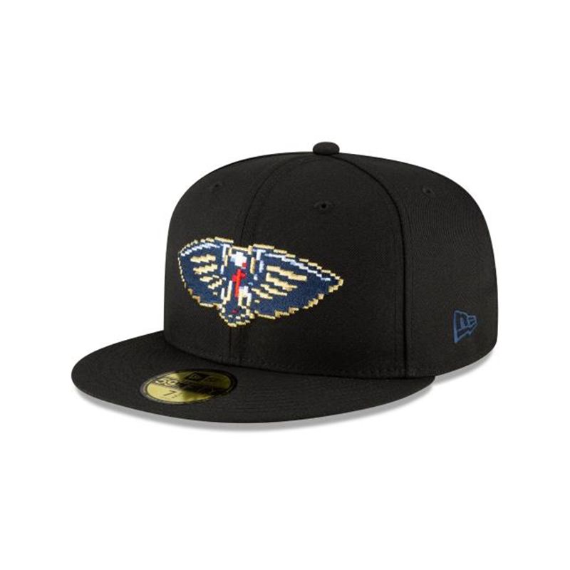 NBA New Orleans Pelicans Pixel 59Fifty Fitted (DQK5113) - Black New Era Caps